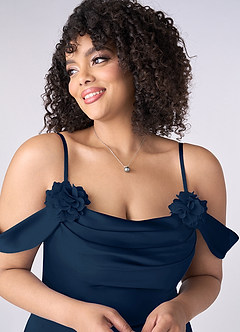 Barbie ♥ Azazie Final Sale Barbie Pink A-Line Off the Shoulder Stretch Satin Convertible Dress image8