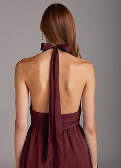 Azazie Oli Brautjungfernkleider Plissee Stretch-Satin Overall/Jumpsuit Cabernetrot image5