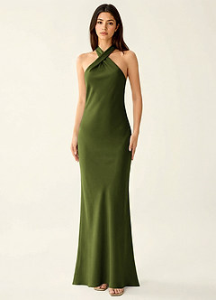 Manllanda Olive Bows Satin Prom Dress image4
