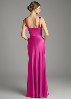 Azazie Alouette Robes de demoiselle d'honneur Robe Sirène en Satin extensible Plissé Fuchsia image2