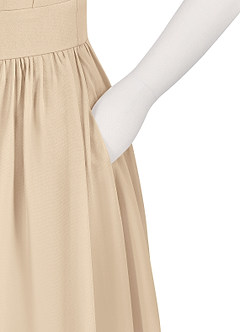 Azazie Molly Junior Champagne A-Line Pleated Chiffon Dress image10