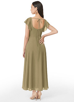 Azazie Bondi Robes de demoiselle d'honneur Robe Trapèze en Mousseline de soie Drapé Vert Mousse image5