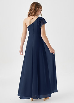 Azazie Arabella Junior Dark Navy A-Line Ruched Chiffon Dress image2