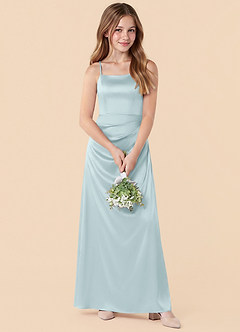 Azazie Renna Junior Robe Sirène en Satin extensible Plissée Brume image4