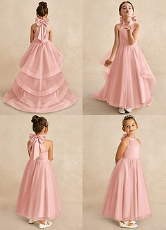 Azazie Bev Flower Girl Dresses Rosette A-Line Convertible Tulle Dress image2