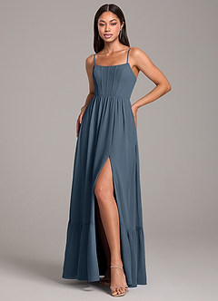 Azazie Kailee Bridesmaid Dresses Neptune A-Line with Pockets Chiffon Dress image5