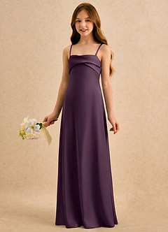 Azazie Mirabella Girls Formal Flower Girl Klänningar Klänning Tubklänning i Stretch Satin Hjärtformad urringning image2