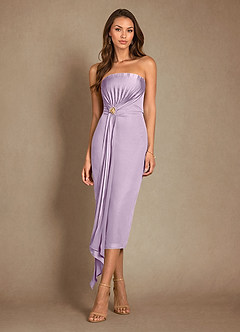 Azazie Dinanta Mother of the Bride Dresses Frosted Lilac Column Pleated Chiffon Dress image4