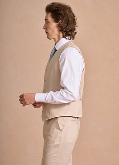 front Harrison Bronceado Chaleco de traje 100% lino