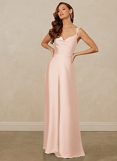 Christian Siriano Bridal for Azazie 1001 Robes de demoiselle d'honneur Robe Trapèze en Satin extensible Encolure en Forme de Cœur Rose Pâle image3
