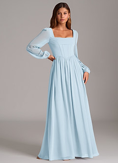 Azazie Maree Bridesmaid Dresses Sky Blue A-Line Corset Chiffon Dress image3