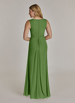 Azazie Manuella Mère de la mariée Robes Robe Trapèze en Mousseline de soie Col V plissé Basilic image7