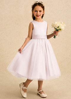 Azazie Bea Flower Girl Klänningar Klänning A-Line i Matt satäng Rosett image3