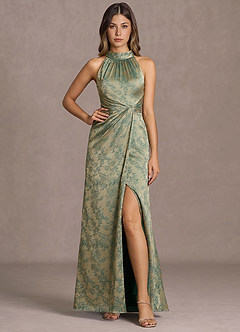 Vestido Platino Verde Azulado Largo Hannah image5