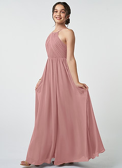 Azazie Leighton Junior Dusty Rose A-Line Pleated Chiffon Dress image4