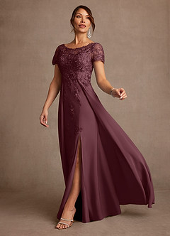 Azazie Alva Mother of the Bride Dresses Sangria A-Line Lace Dress image2