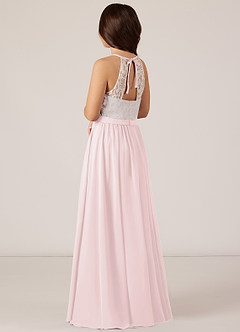 Azazie Fahari Junior Abito A-Line in Chiffon Pizzo Rosa Rossore image4