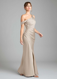 Azazie Madelyn Bridesmaid Dresses Frost Mermaid One Shoulder Stretch Satin Convertible Dress image5