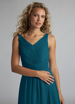 Azazie Grace Brautjungfernkleider A-Linie Plissee Chiffon Kleid Tintenblau image5