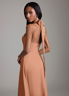 Azazie Tracie Bridesmaid Dresses Bronzer A-Line Side Slit Stretch Satin Dress image6