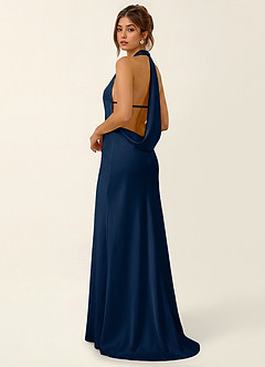 Homeper Dark Navy Open Back Stain Vacation Dress image2