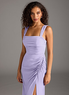 Azazie Jesaphine Abiti da Damigella Abito Tubino in Chiffon Fiocco Lilla image7