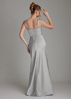 Azazie Agustina Robes de demoiselle d'honneur Robe Sirène en Satin extensible Corset Argent image2