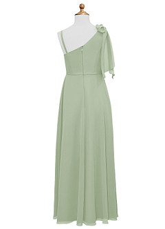 Azazie Aidy Junior Robe Trapèze en Mousseline de soie Arc Vert Sauge image6