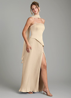 Azazie Tierney Bridesmaid Dresses Champagne A-Line Strapless Chiffon Convertible Dress image9
