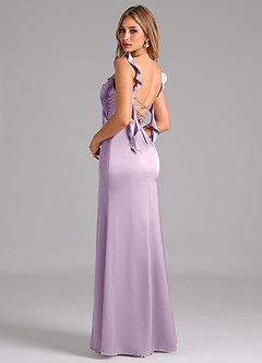 Azazie Jessamine Bridesmaid Dresses Frosted Lilac A-Line Corset Stretch Satin Dress image2