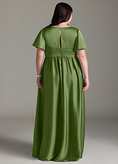 Azazie Verna Abiti da damigella d'onore premaman Abito A-Line Increspato Raso Elasticizzato Floor-Length image11
