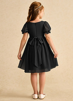 Azazie Jolie Robe Demoiselle D'honneur Fillette Robe Trapèze en Mousseline de soie avec manches Noir image2