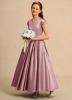 Azazie Bunny Girl vestidos de niña de las flores Vestido de Rosa Polvorienta de Encaje de Princesa image6