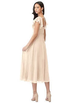 Azazie Bondi Brautjungfernkleider A-Linie Gestreift Chiffon Kleid Alabaster Weiß image2