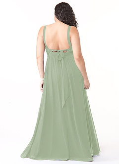 Azazie Aziza Bridesmaid Dresses Dusty Sage A-Line V-Neck Pleated Chiffon Dress image8