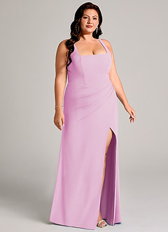 Azazie Mero Jurken voor bruidsmeisjes Jurk van Chiffon met Kolom Geplooid Snoep Roze image13