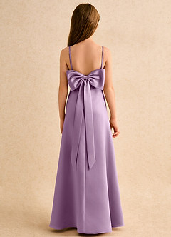 Azazie Joella Girls Formal Robe Demoiselle D'honneur Fillette Robe Trapèze en Mat Satiné Plissée Glycine image4