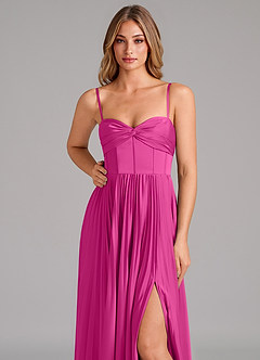 Azazie Tyla Bridesmaid Dresses Fuchsia A-Line Sweetheart Neckline Stretch Satin Dress image8