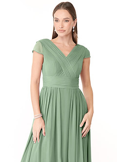 Azazie Organa Bridesmaid Dresses Matcha A-Line Pleated Chiffon Dress image5