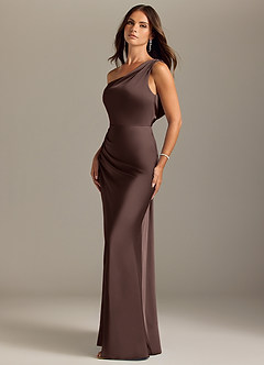 Azazie Madelyn Bridesmaid Dresses Ganache Mermaid One Shoulder Stretch Satin Convertible Dress image3