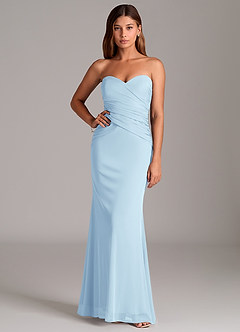 Azazie Katelyn Bridesmaid Dresses Sky Blue Sheath Strapless Mesh Convertible Dress image5