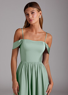Azazie Calianna Brautjungfernkleider Wandelbar A-Linie Schulterfrei Stretch-Satin Kleid Agave image2