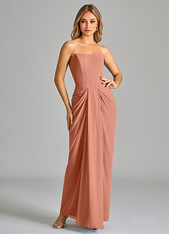 Azazie Anaïs Robes de demoiselle d'honneur Robe Fourreau en Mousseline de soie Sans bretelle Mai Tai image3