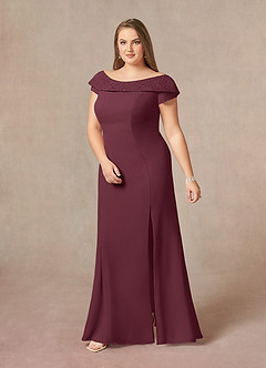 Azazie Cupid Mother of the Bride Dresses Cabernet A-Line Boatneck Lace Chiffon Dress image8