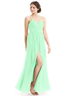 Azazie Cora Bridesmaid Dresses Mint Green A-Line Pleated Chiffon Dress image2