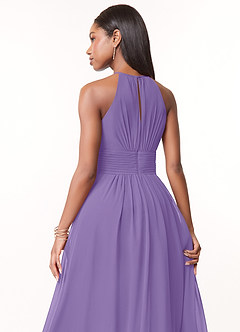 Azazie Bonnie Bridesmaid Dresses Tahiti A-Line Keyhole Ruched Chiffon Dress image4