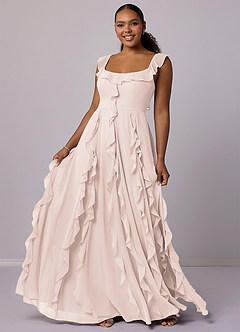 Barbie ♥ Azazie Bridesmaid Dresses Rose Petal A-Line with Pockets Chiffon Dress image10