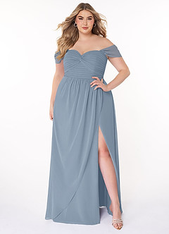 Azazie Millie Final Sale Dusty Blue A-Line Sweetheart Neckline Chiffon Convertible Dress image8