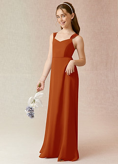 Azazie Denice Junior Paprika A-Line Chiffon Dress image3