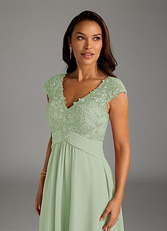 Azazie Irmeli Mother of the Bride Dresses Dusty Sage A-Line Lace Chiffon Dress image5